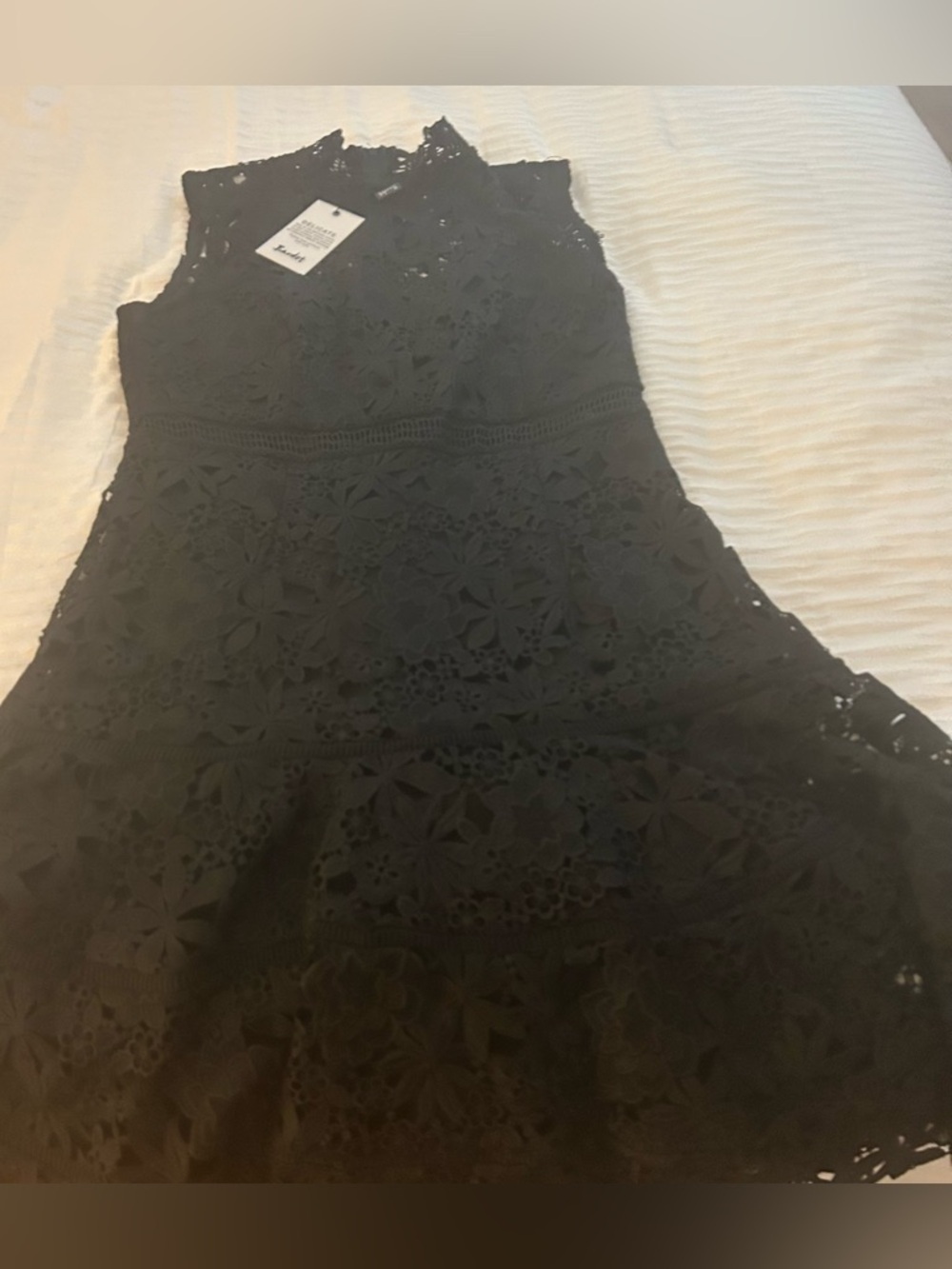 Bardot Black Lace High-Neck Mini Dress